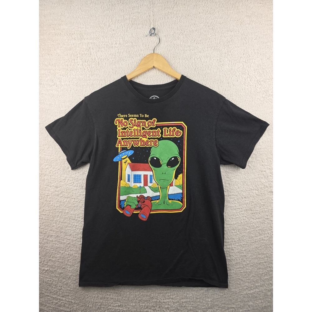 DOM Alien Graphic Tee "No Sign of Intelligent Life Anywhere" Black Shirt Size M